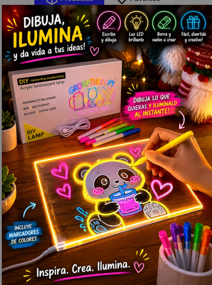 ✨ Pizarra Magica LED Acrílica para Dibujar y Escribir – 20 x 30 cm ✨