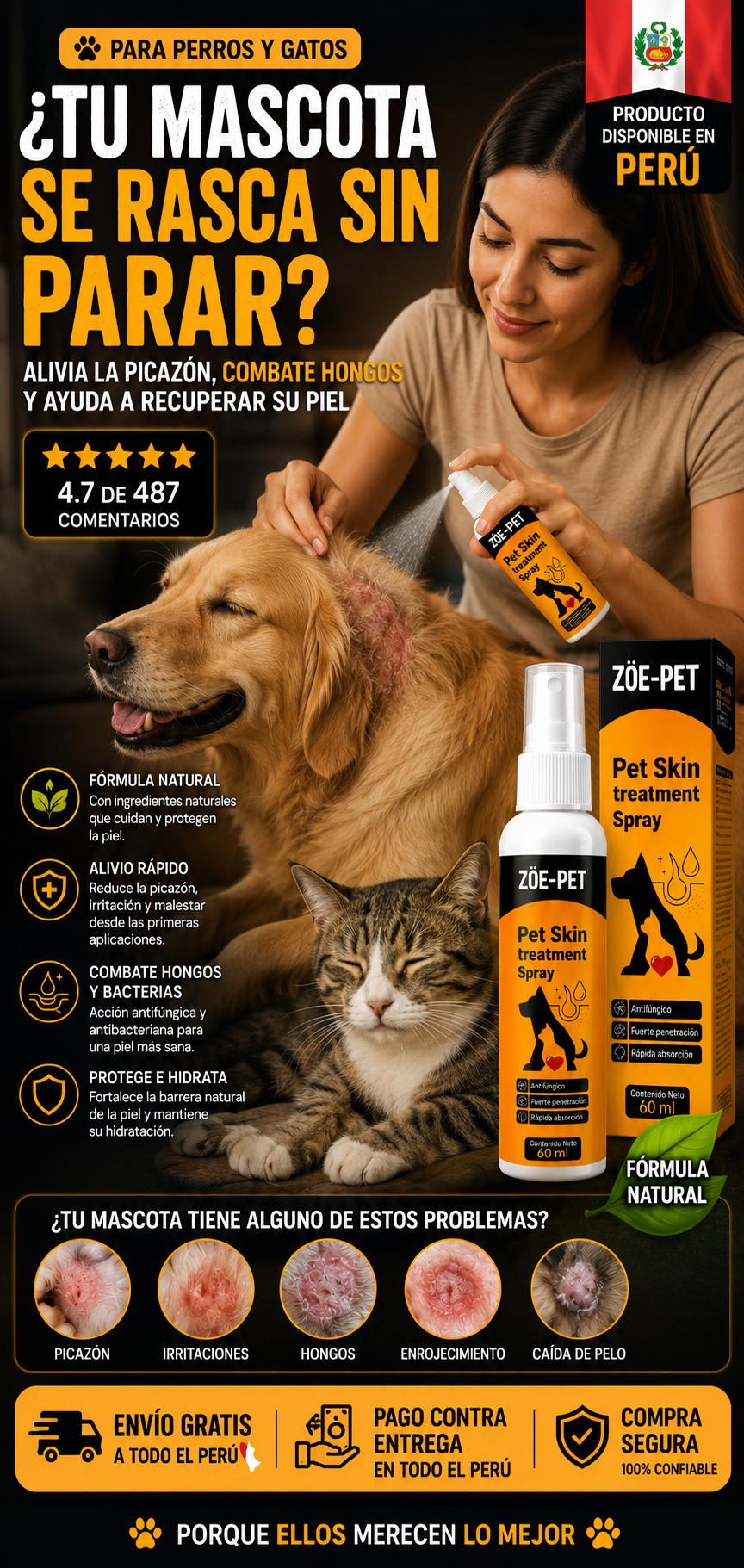 ZÖE-PET-PET SKIN TREATMENT SPRAY-TU MASCOTA FELIZ