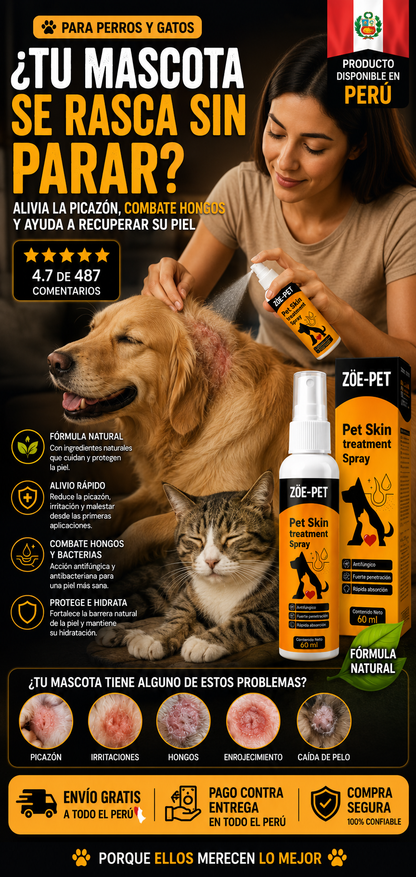 ZÖE-PET-PET SKIN TREATMENT SPRAY-TU MASCOTA FELIZ