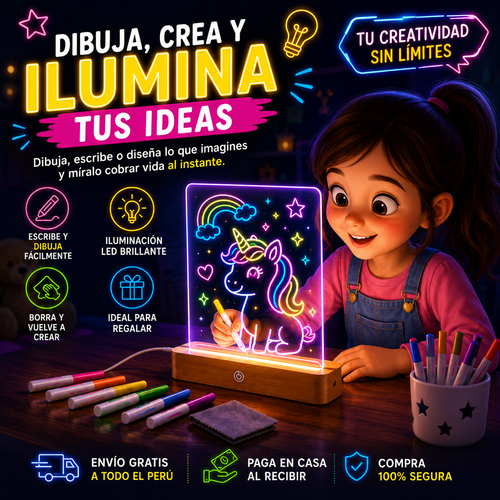 ✨ Pizarra Magica LED Acrílica para Dibujar y Escribir – 20 x 30 cm ✨